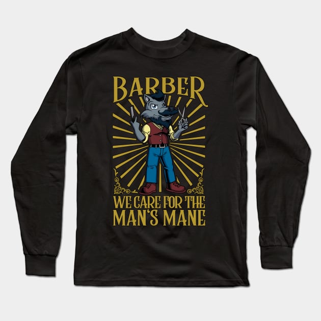 We care for the man's mane - Barbier Long Sleeve T-Shirt by Modern Medieval Design